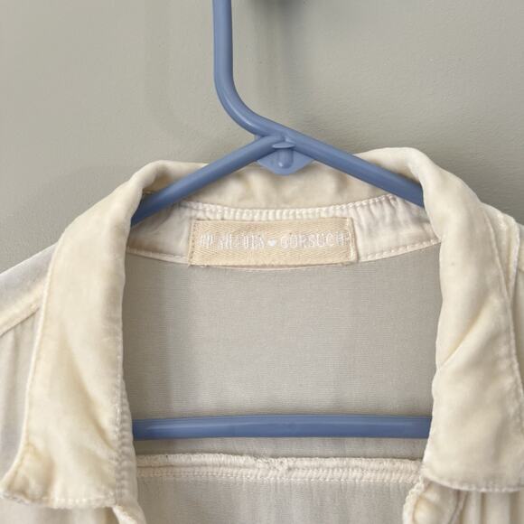 CP Shades x Gorsuch Catrin Washed Velvet Shirt Silk Ivory L Button Front NEW - Picture 3 of 6